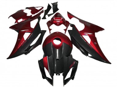 Rot Schwarz Carbonfaser Stil 2008-2016 Yamaha R6 Motorrad Verkleidung