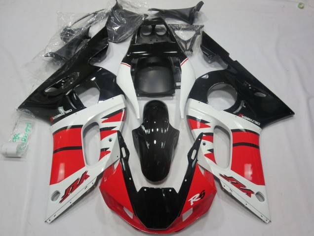 Weiß Rot Glänzendes Schwarz 1998-2002 Yamaha R6 Motorrad Verkleidung