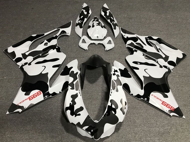 Weiß Schwarz Camouflage 2011-2014 Ducati 899 Motorrad Verkleidung