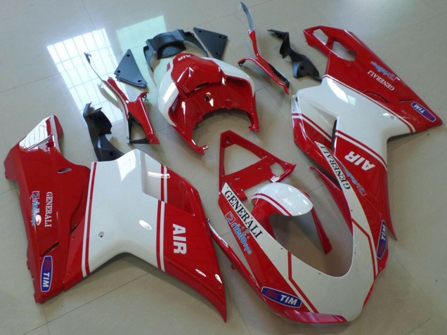 Rot Weiß Air Generali Tim 2007-2014 Ducati 848 1098 1198 Motorrad Verkleidung