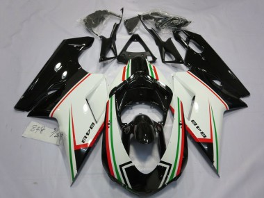 Weiß Rot Grün Glänzendes Schwarz 2007-2014 Ducati 848 Motorrad Verkleidung