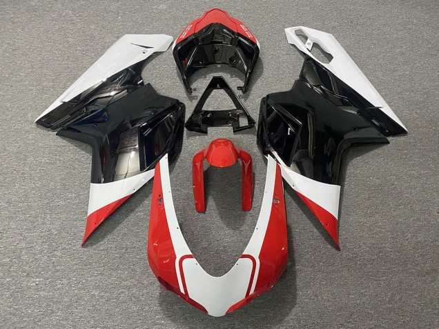Weiß Rot Glänzendes Schwarz 2007-2014 Ducati 848 1098 1198 Motorrad Verkleidung