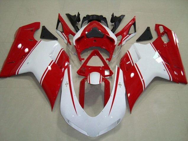 Weiß Rot 2007-2014 Ducati 848 1098 1198 Motorrad Verkleidung