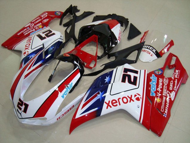 Weiß Rot Schwarz Blau Stern Xerox 21 2007-2014 Ducati 1098 Motorrad Verkleidung