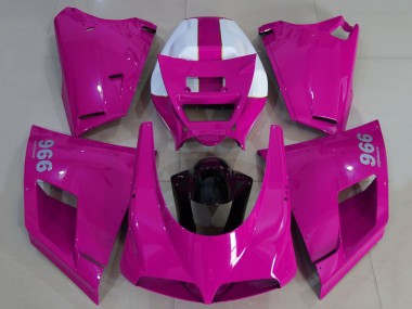 Glänzendes Rosa Weiß Schwarz 1993-2005 Ducati 996 Motorrad Verkleidung