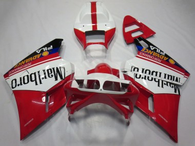 Weiß Rot Glänzendes Schwarz Marlboro 1993-2005 Ducati 748 916 996 998 Motorrad Verkleidung