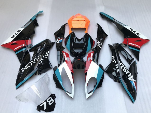 Weiß Blau Rot Orange Motul Austin Rennen 2009-2014 BMW S1000RR Motorrad Verkleidung