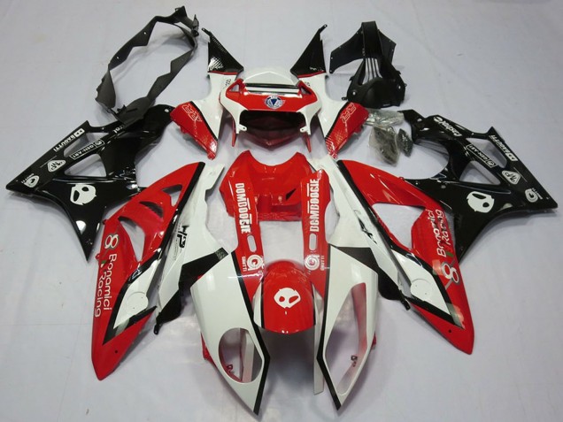 Weiß Rot Glänzendes Schwarz 2009-2014 BMW S1000RR Motorrad Verkleidung
