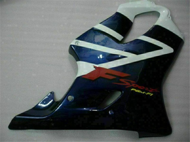 Weiß Blau Schwarz Streifen 2001-2003 Honda CBR600 F4i Motorrad Verkleidung