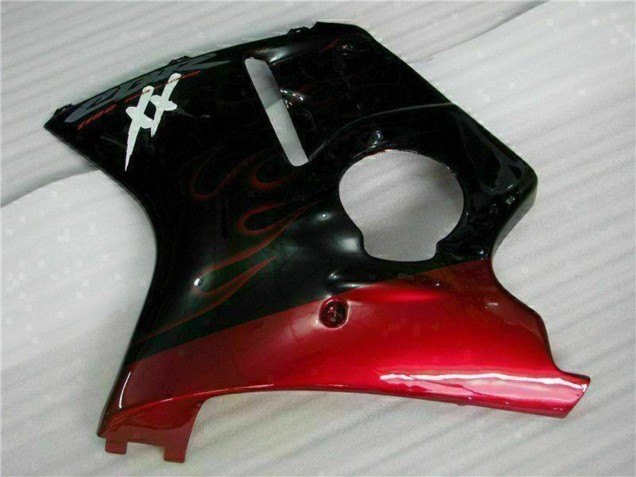 Glänzendes Schwarz Rot Flamme 1996-2007 Honda CBR1100XX Blackbird Motorrad Verkleidung