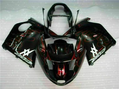 Glänzendes Schwarz Rot Flamme 1996-2007 Honda CBR1100XX Blackbird Motorrad Verkleidung
