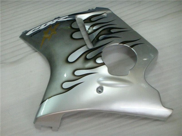 Silber Schwarz Flamme 1996-2007 Honda CBR1100XX Blackbird Motorrad Verkleidung