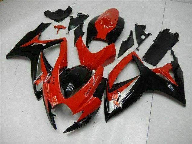 Rot Glänzendes Schwarz 2006-2007 Suzuki GSXR 600/750 Motorrad Verkleidung