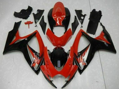 Rot Glänzendes Schwarz 2006-2007 Suzuki GSXR 600/750 Motorrad Verkleidung