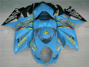 Blau Gold Schwarz Rizla 2007-2008 Suzuki GSXR 1000 Motorrad Verkleidung Kit