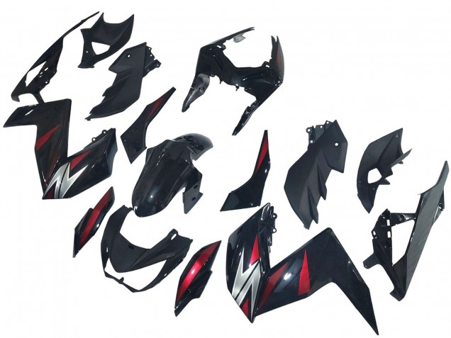 Glänzendes Schwarz Rot Silber 2015-2016 Kawasaki Z250/Z300 Motorrad Verkleidung