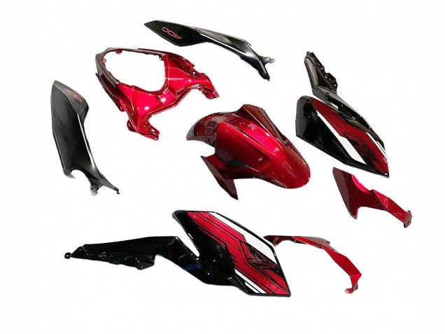 Bonbon Rot Glänzendes Schwarz 2018-2024 Kawasaki Z400 Motorrad Verkleidung