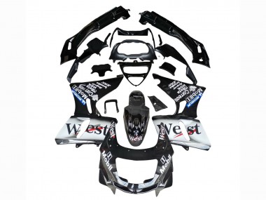 Glänzendes Schwarz Weiß West 1998-2003 Kawasaki ZZR600 Motorrad Verkleidung