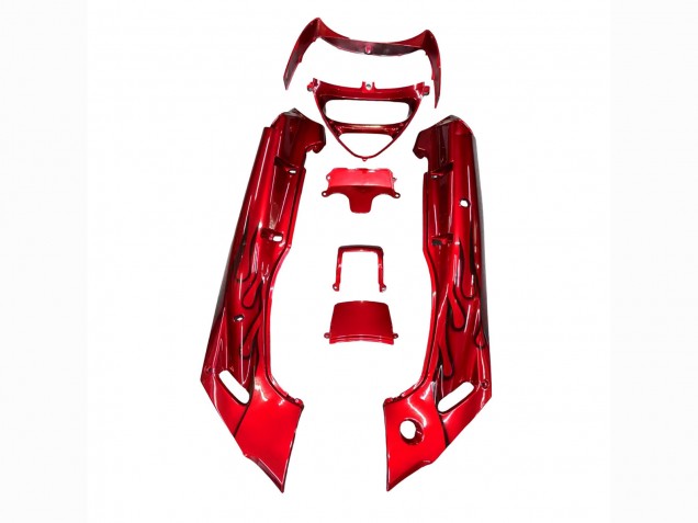Rot mit Schwarz Flamme 1998-2003 Kawasaki ZZR600 Motorrad Verkleidung