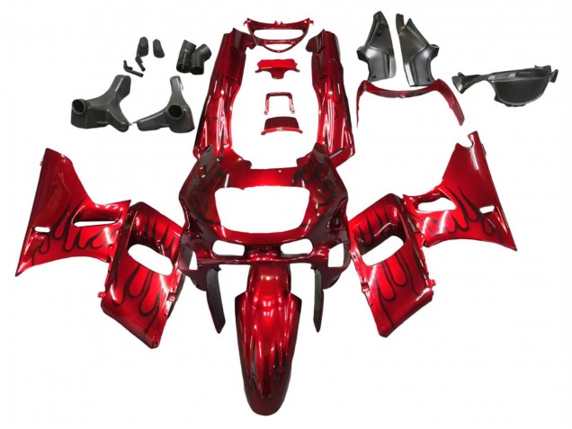 Rot mit Schwarz Flamme 1998-2003 Kawasaki ZZR600 Motorrad Verkleidung