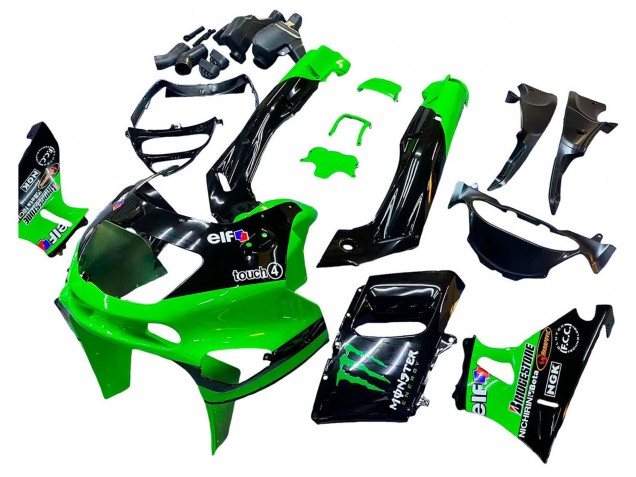 Grün Schwarz Monster Elf 1998-2003 Kawasaki ZZR600 Motorrad Verkleidung