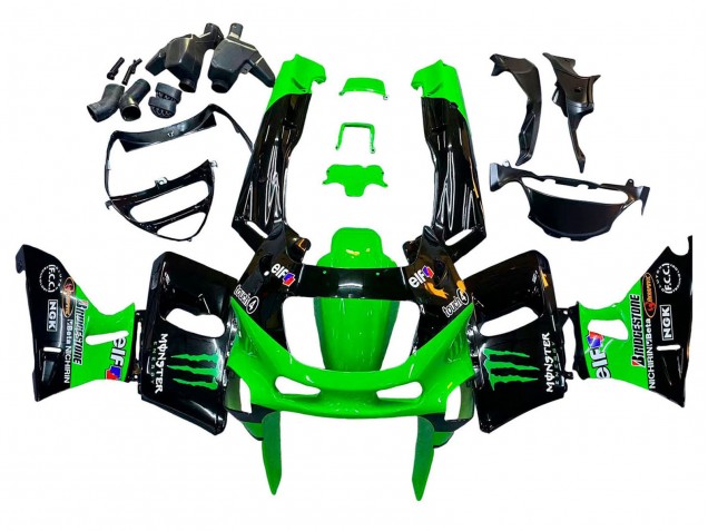 Grün Schwarz Monster Elf 1998-2003 Kawasaki ZZR600 Motorrad Verkleidung