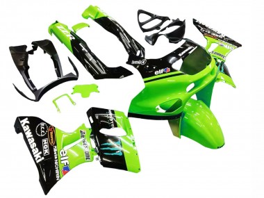 Grün Glänzendes Schwarz Blau Monster Elf Touch4 Bridgestone 1998-2003 Kawasaki ZZR600 Motorrad Verkleidung