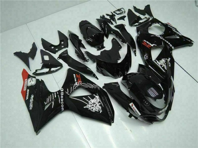 Glänzendes Schwarz Rot Leuchtfeuer Motul 2009-2016 Suzuki GSXR 1000 Motorrad Verkleidung