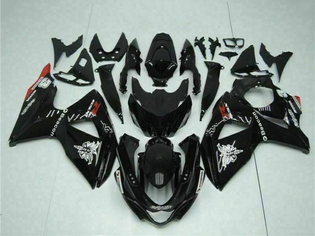 Glänzendes Schwarz Rot Leuchtfeuer Motul 2009-2016 Suzuki GSXR 1000 Motorrad Verkleidung