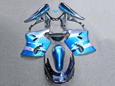 Glänzendes Blau Grau 1993-2003 Kawasaki ZZR1100 Motorrad Verkleidung