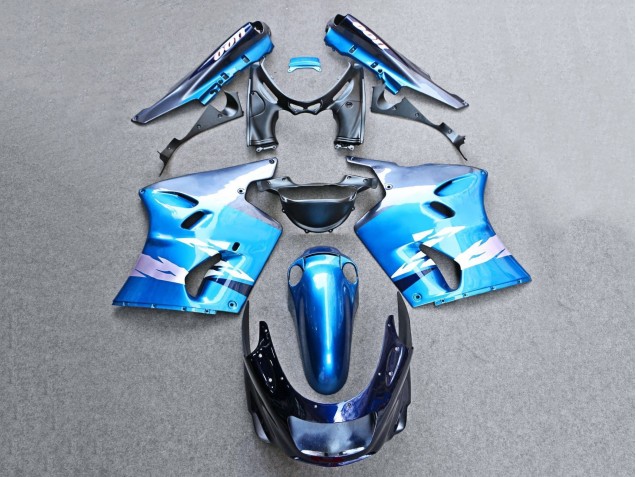 Glänzendes Blau Grau 1993-2003 Kawasaki ZZR1100 Motorrad Verkleidung