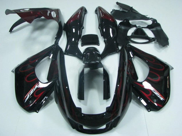 Schwarz mit Rot Flamme 1997-2007 Yamaha YZF 1000R Thunderace Motorrad Verkleidung