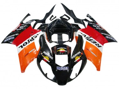 Orange Weiß Rot Schwarz Repsol 2003-2006 Aprilia RSV1000 Motorrad Verkleidung