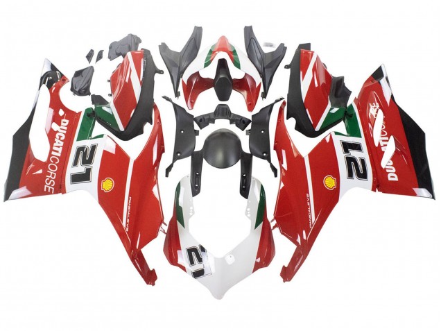 Weiß Rot Grün Matt Schwarz Corse 21 2020-2024 Ducati Panigale V2 Motorrad Verkleidung