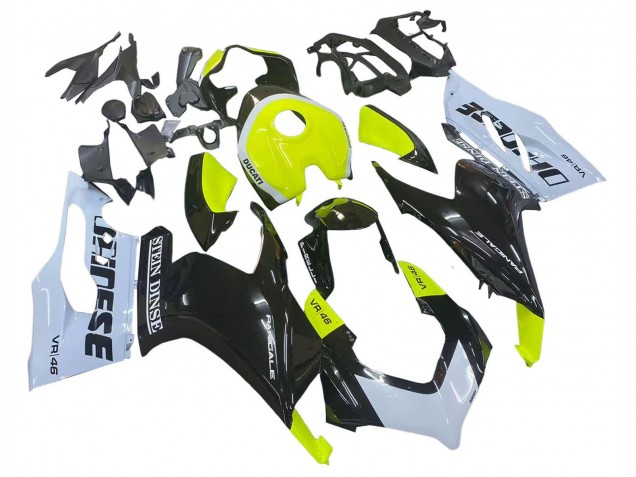 Weiß Limetten Grün Glänzendes Schwarz Stein Dinse VR 46 2020-2024 Ducati Panigale V2 Motorrad Verkleidung