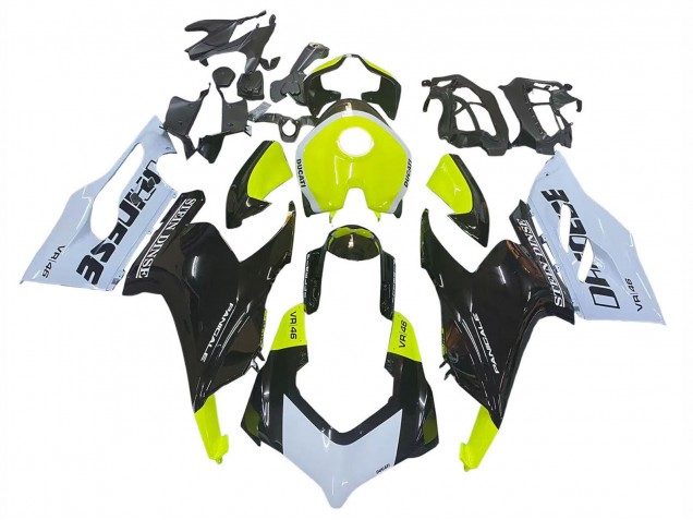 Weiß Limetten Grün Glänzendes Schwarz Stein Dinse VR 46 2020-2024 Ducati Panigale V2 Motorrad Verkleidung