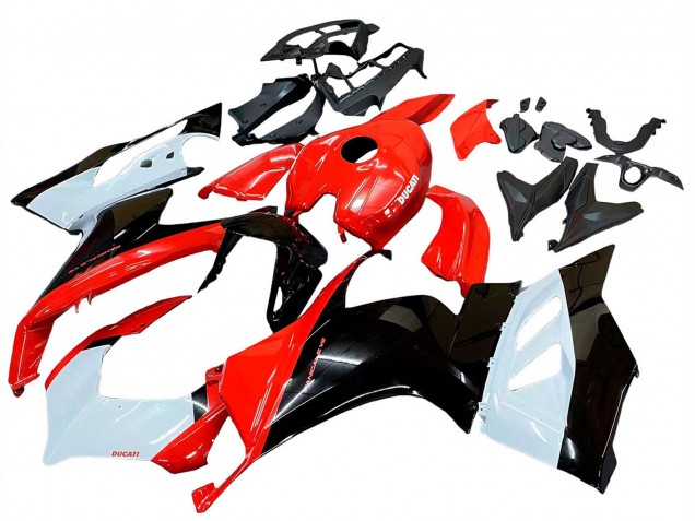 Weiß Rot Glänzendes Schwarz 2020-2024 Ducati Panigale V2 Motorrad Verkleidung Kit