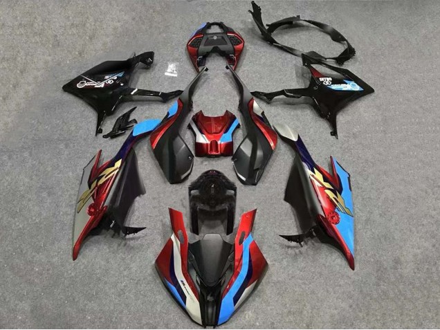 Schwarz Rot Blau Gold 2023-2024 BMW S1000RR Motorrad Verkleidung