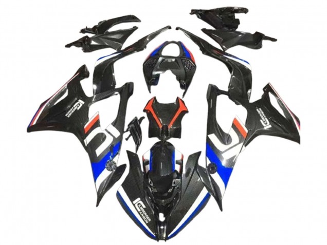 Schwarz Weiß Blau Kohlefaser 2019-2022 BMW S1000RR Motorrad Verkleidung