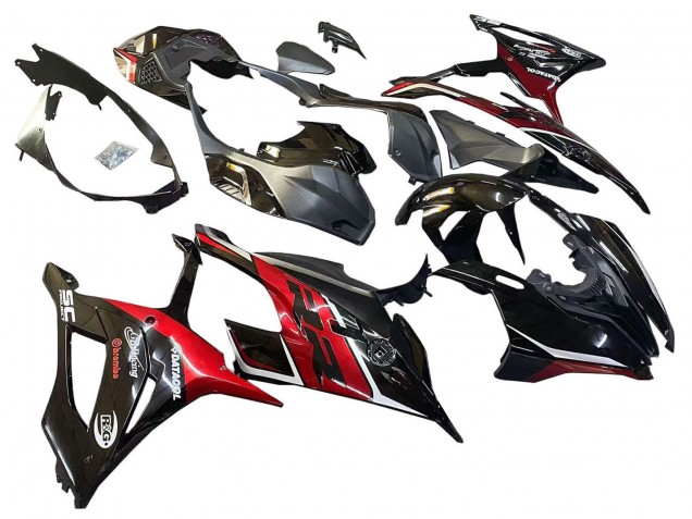 Schwarz Dunkel rot 2019-2022 BMW S1000RR Motorrad Verkleidung