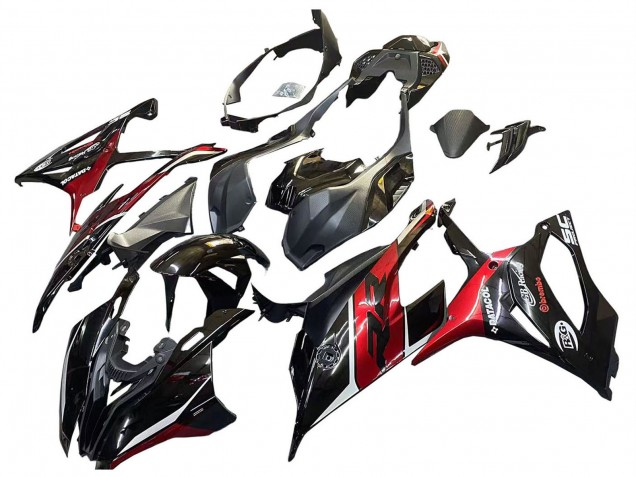 Schwarz Dunkel rot 2019-2022 BMW S1000RR Motorrad Verkleidung