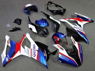 Weiß Blau Rot Smiths 2019-2022 BMW S1000RR Motorrad Verkleidung