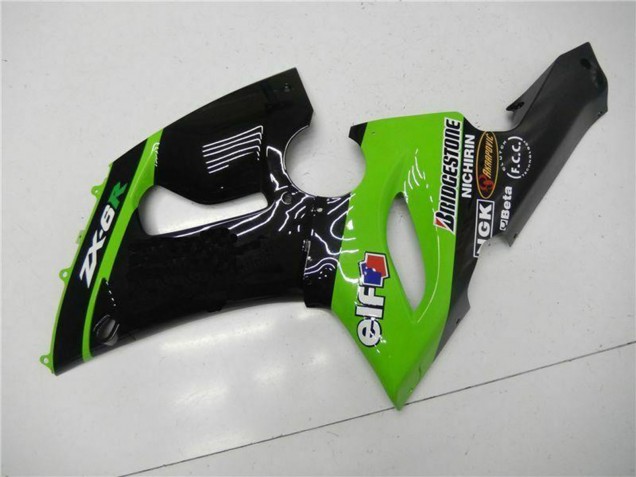Grün Glänzendes Schwarz Elf 2005-2006 Kawasaki ZX6R Motorrad Verkleidung