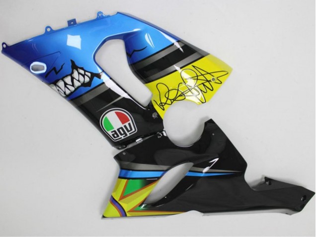 Blau Gelb Schwarz Hai 2005-2006 Kawasaki ZX6R Motorrad Verkleidung