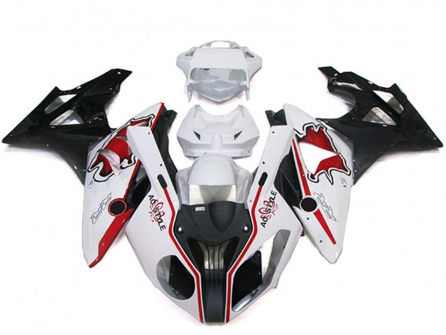 Weiß Rot Glänzendes Schwarz 2009-2014 BMW S1000RR Motorrad Verkleidung
