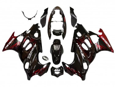 Glänzendes Schwarz Rot Flamme 2004-2006 Suzuki GSX600F/GSX750F Motorrad Verkleidung