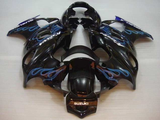 Glänzendes Schwarz Blau Flamme 2004-2006 Suzuki GSX600F/GSX750F Motorrad Verkleidung