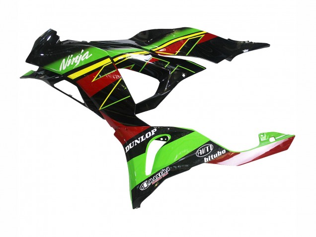 Grün Schwarz Rot Gelb Dunlop 2023-2025 Kawasaki ZX6R Motorrad Verkleidung