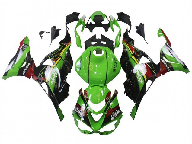 Grün Schwarz Rot Gelb Dunlop 2023-2025 Kawasaki ZX6R Motorrad Verkleidung