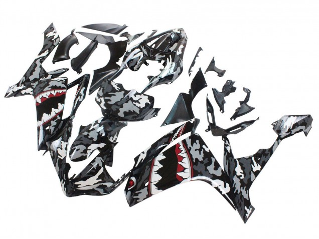Grau Weiß Camouflage Hai 2007-2008 Yamaha YZF 1000 R1 Motorrad Verkleidung